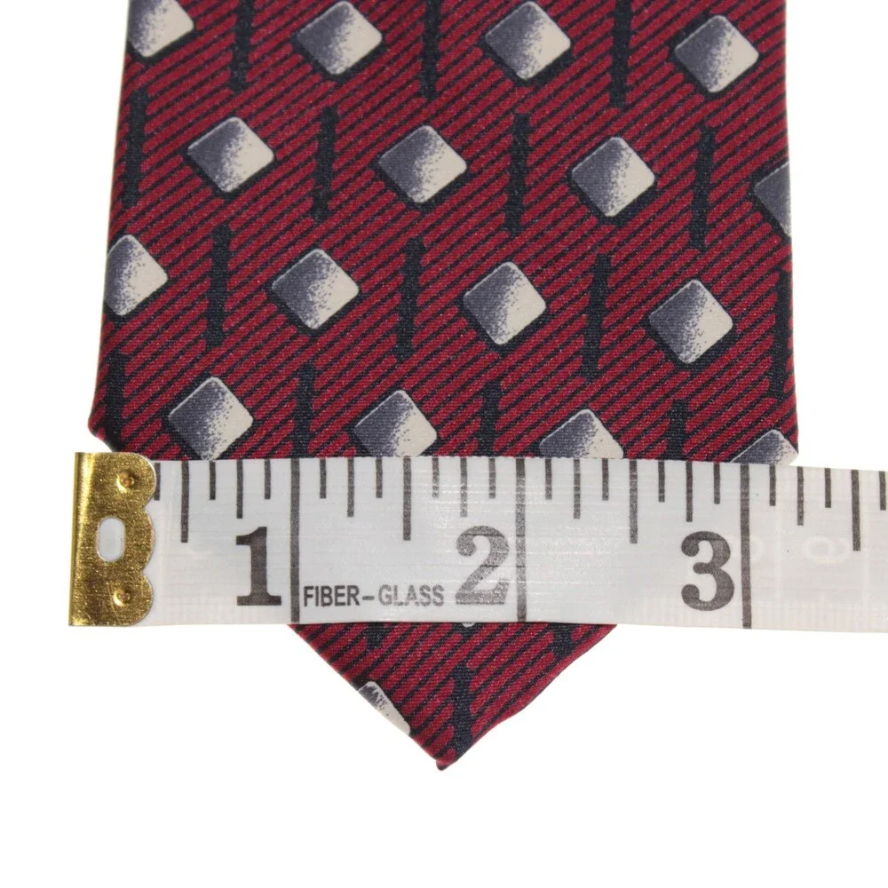 Italo Ferretti NWT Neck Tie in Red Geometric Print 100% Silk Made in Italy